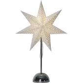 Star Trading Paper Star Light 'Lottie' met metalen voet, batterij + timer, 46 LED's, wit-zilver, warm wit, H 55cm