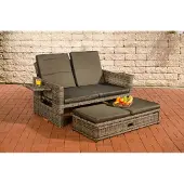 CLP Ancona - Loungebank - 5mm Poly-rotan grijs gevlekt antraciet