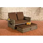 CLP Ancona - Loungebank - 5mm Poly-rotan grijs gevlekt aardsbruin