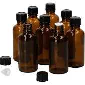 MamboCat Set van 8 apothekersflessen Glazen fles bruin 50ml met druppeldeksel