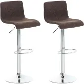 CLP Set van 2 barkrukken "Hover", bekleed met stof, in hoogte verstelbaar en draaibaar | Kleur: bruin, frame: chroom