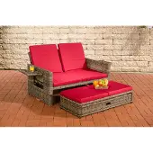 CLP Ancona - Loungebank - 5mm Poly-rotan grijs gevlekt robijnrood