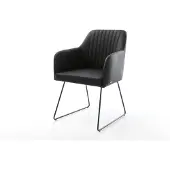 DELIFE Gestoffeerde-stoel Greg-Flex slipframe zwart echt leer zwart pocketveer kern