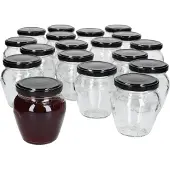 MamboCat Set van 20 jampotjes Vaso Orcio 212ml + To63 deksel zwart
