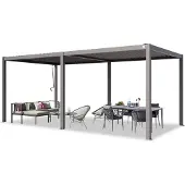 PRIMEYARD Pergola 3x6 m, lamellendak, zilvergrijs