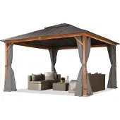 TOOLPORT Tuinpaviljoen Forest Superior loft grey, 4x4m met eikenhoutlook