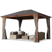 TOOLPORT Tuinpaviljoen Forest Superior grijs, 3x4m met eikenhoutlook