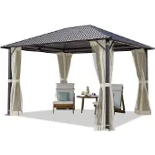 TOOLPORT Tuinpaviljoen 3x3,65m, Hardtop, 4 zijwanden, beige