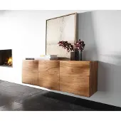 DELIFE Dressoir New Live-Edge 145 cm acacia natuur 3 deuren zwevend