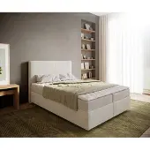 DELIFE Boxspringbed Dream-Well 140x200 cm Bouclé Crème-Wit met Matras en Topper
