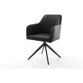 DELIFE Eetkamerstoel Greg-Flex echt leer zwart kruisframe breed zwart pocketveer kern