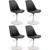 CLP Set van 4 eetkamerstoelen Maverick, kunstleer, draaibaar en traploos verstelbaar, zwart, met wit frame