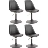 CLP Set van 4 eetkamerstoelen Maverick, kunstleer, draaibaar en traploos verstelbaar, zwart, frame in zwarte kleur
