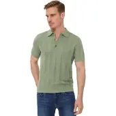 Brax poloshirt groen katoen gestreept normale fit