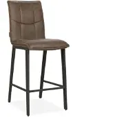 Bommel Wonen Barstoel Fancy - zithoogte 65 cm - stof Otis Bruin - blokstiksels - poot zwart