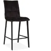 Bommel Wonen Barstoel Fancy - zithoogte 65 cm - velvet Adore Antraciet - blokstiksels - poot zwart