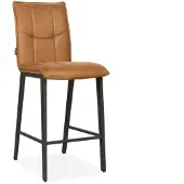 Bommel Wonen Barstoel Fancy - zithoogte 65 cm - stof Otis Cognac - blokstiksels - poot zwart