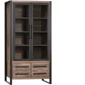 Bommel Wonen Vitrinekast Wisconsin - 100 cm - Lamulux Mokka - 2 deuren, 2 laden