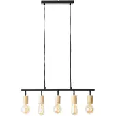 Brilliant 5-lichts hanglamp Tiffany zwart met hout