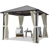 TOOLPORT Tuinpaviljoen 3x3m, Hardtop, 4 zijwanden, beige