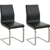 CLP Belfort Set van 2 eetkamerstoelen - Kunstleer - zwart