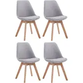 CLP Borneo V2 Set van 4 eetkamerstoelen - Stof grijs natura