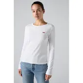Levi's Essential Housemark Long-sleeve Tee Maat: S | Longsleeves Outlet | Dames | Wit