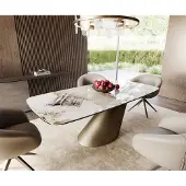 DELIFE Eettafel Edge Boot 200x100 keramiek Minas Melange wit-beige Cono metaal goud
