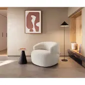 DELIFE Loungestoel Nova 88x88 cm bouclé crème-wit