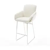 DELIFE Barstoel Luan-Flex Bouclé zacht Beige Sledeonderstel roestvrij staal Zilver