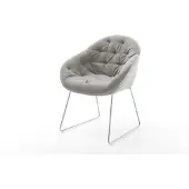 DELIFE Eetkamerstoel Gaio-Flex zachte stof met structuur grijs slipframe roestvrij staal