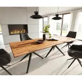 DELIFE Eettafel Edge 240x100 acacia natuur Estelar rond metaal zwart Live-Edge