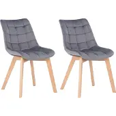 CLP Passaic Set van 2 Eetkamerstoelen - Fluweel grijs