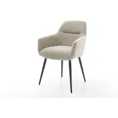 DELIFE Eetkamerstoel Pejo-Flex geweven stof beige 4-poot conisch zwart pocketveer kern