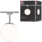 Paulmann URail Globe bollamp chroom, glas opaal Globe, dimbaar, alu / grijs / zink, Woon-/ Eetkamer, metaal, Modern