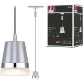 Paulmann URail hanglamp Cone, chroom mat, GU10 dimbaar, chroom / zilver, Woon-/ Eetkamer, Kunststof, Modern