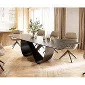 DELIFE Eettafel Edge 300x100 Keramiek Laminam Nero Greco Antraciet Infinity Metaal Zwart