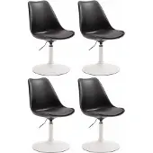 CLP Set van 4 eetkamerstoelen Maverick, kunststof, draaibaar en traploos verstelbaar, zwart, met een wit frame