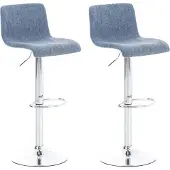CLP Hover Set van 2 barkrukken - Stof blauw chroom