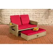 CLP Ancona - Loungebank - 5mm Poly-rotan natura robijnrood