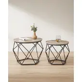 Vasagle Bijzettafel, set van 2 salontafels, grijs-zwart