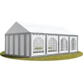 TOOLPORT Partytent 4x8 m, PVC 750, met Grondframe, grijs wit