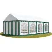 TOOLPORT Partytent 4x8 m, PVC 750, met Grondframe, groen wit