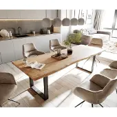 DELIFE Eettafel Classic-Edge 260x100 acacia natuur frame hoekig metaal zwart