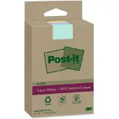 Post-It sticky notes Super Sticky Recycling Notes 4645-RSSCOL14, gelinieerd, B 102 x D 152 mm, gekleurd, PEFC papier, 12 pads, 70 vellen/pad