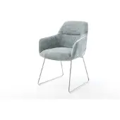 DELIFE Eetkamerstoel Pejo-Flex chenille pastelblauw slipframe roestvrij staal pocketveer kern
