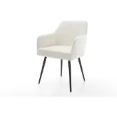 DELIFE Eetkamerstoel Greg-Flex bouclé zacht beige 4-poot conisch zwart pocketveer kern