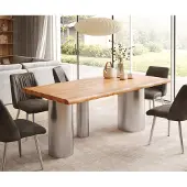 DELIFE Eettafel Edge 200x100 XL acacia natuur Troa RVS geborsteld Live-Edge