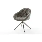 DELIFE Draaistoel Gaio-Flex bouclé zacht mud kruisframe breed grafiet 360° draaibaar rocker-functie
