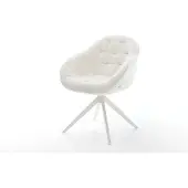 DELIFE Draaistoel Gaio-Flex bouclé zacht beige kruisframe breed wit 360° draaibaar rocker-functie